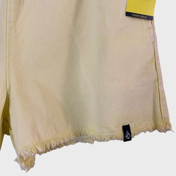 Volcom Strutin Stone Cotton Twill Shorts Women's Large Yellow Raw-Hem Casual New - Picture 6 of 12